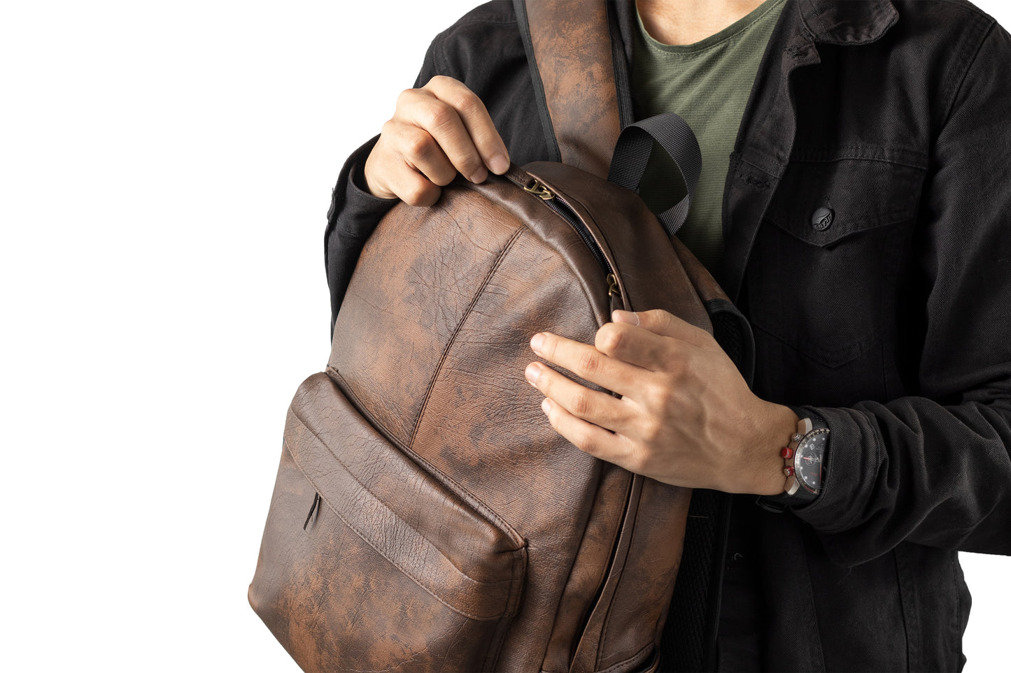 Ar leather backpack
