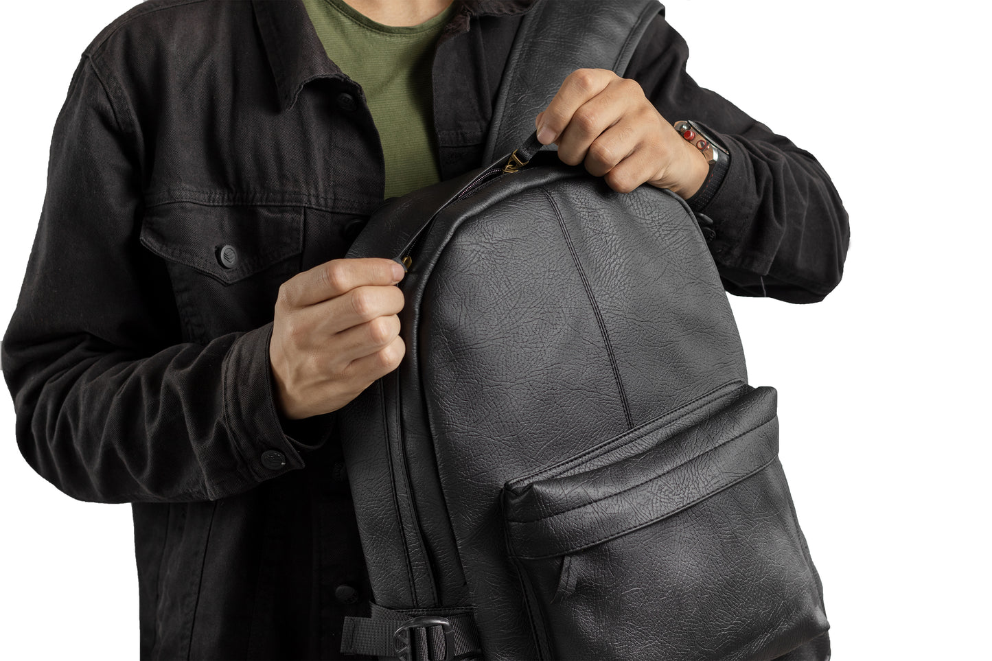 Ar leather backpack